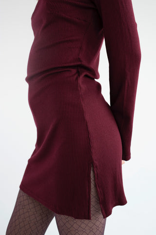 Rib Dress - Burgundy Rib Dress - Burgundy