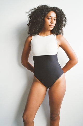 Swimsuit No.18 - Black & Cream White Swimsuit No.18 - Black & Cream White